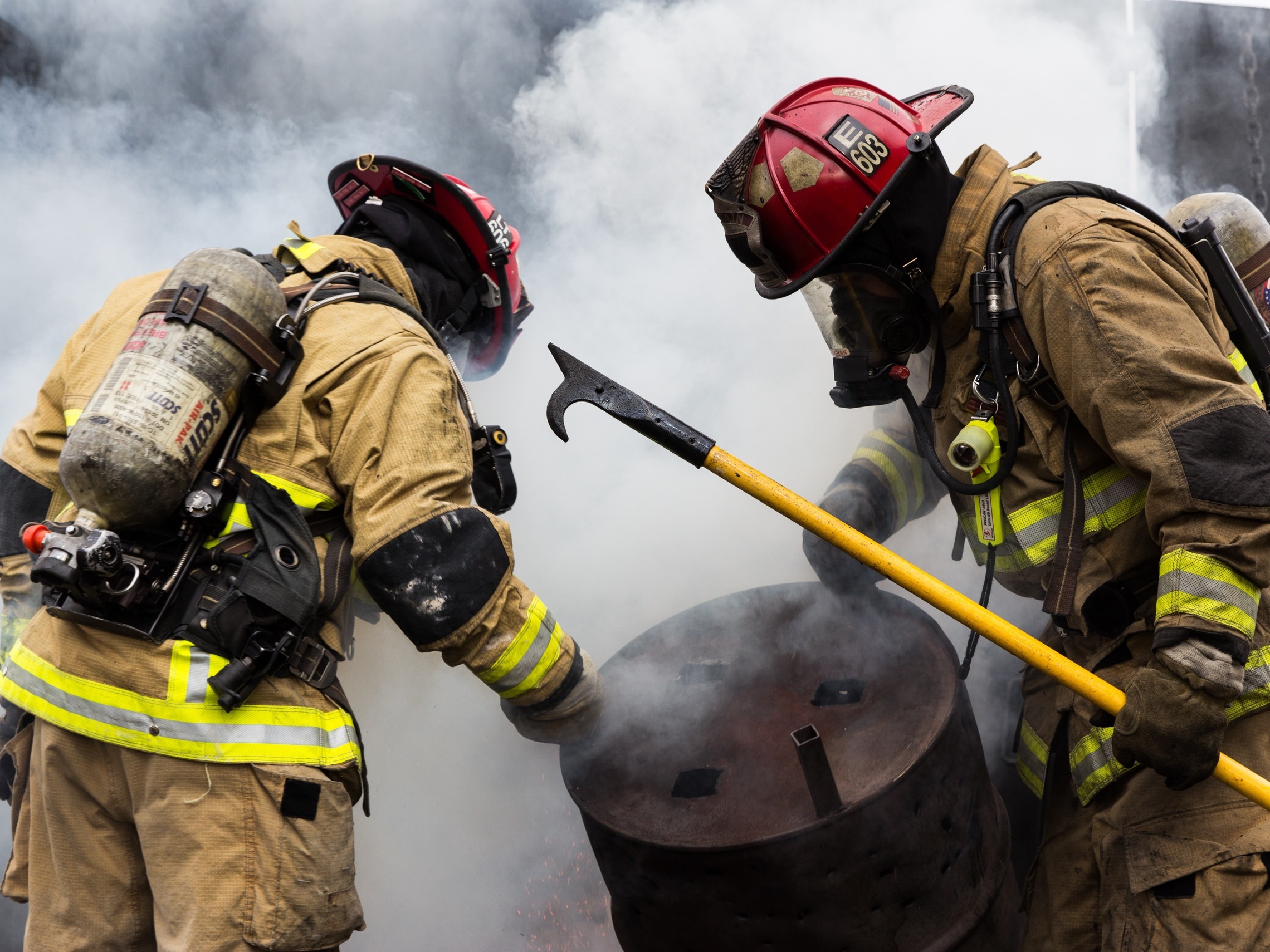 Fire Fighters looking at smoke