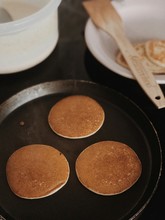 Pancakes on a griddle 