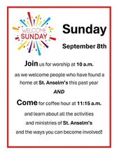 Welcome Sunday Sept 8 2024